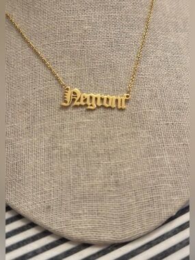 Gold plated gothic font NEGRONI womens adjustable necklace custom